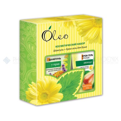 Набор ТМ "Oleo": шампунь для волос "7 трав" + крем-гель для душа "Авокадо"